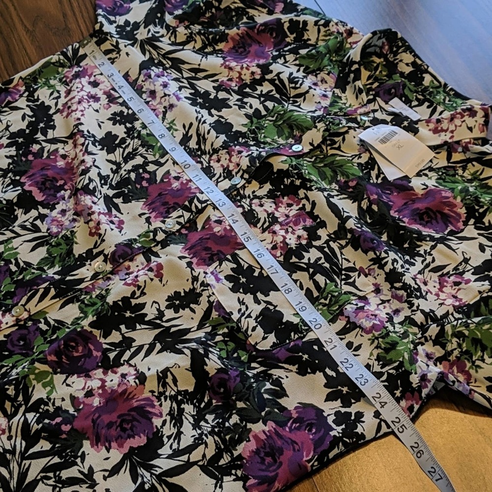 J. Jill Floral Leaf Print Button Down Blouse XL $99 - Picture 4 of 7